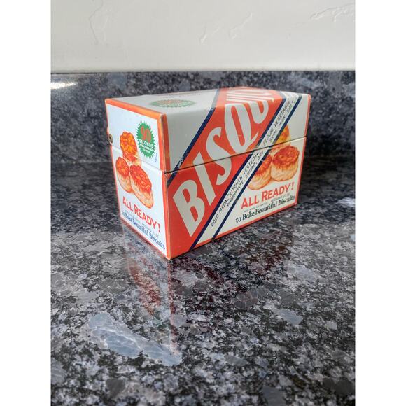 Vintage Bisquick Recipe Metal Tin Box Holder - Picture 2 of 11